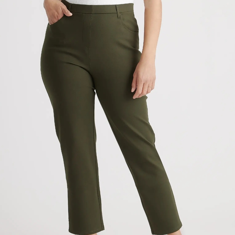 Quince Ponte Olive Green Straight Leg Pant size XL